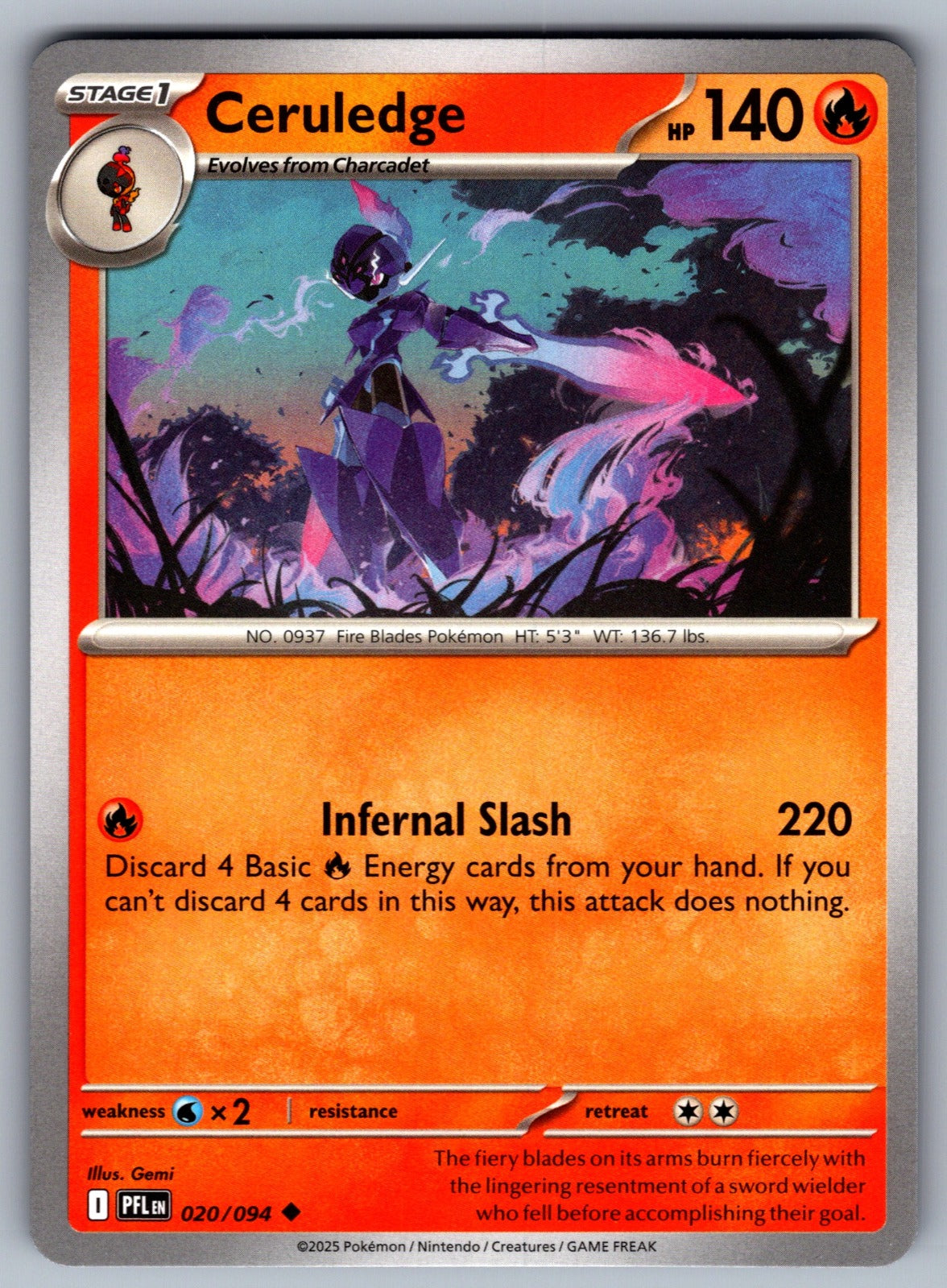 Ceruledge Uncommon ME02: Phantasmal Flames 020/094 NM 2025