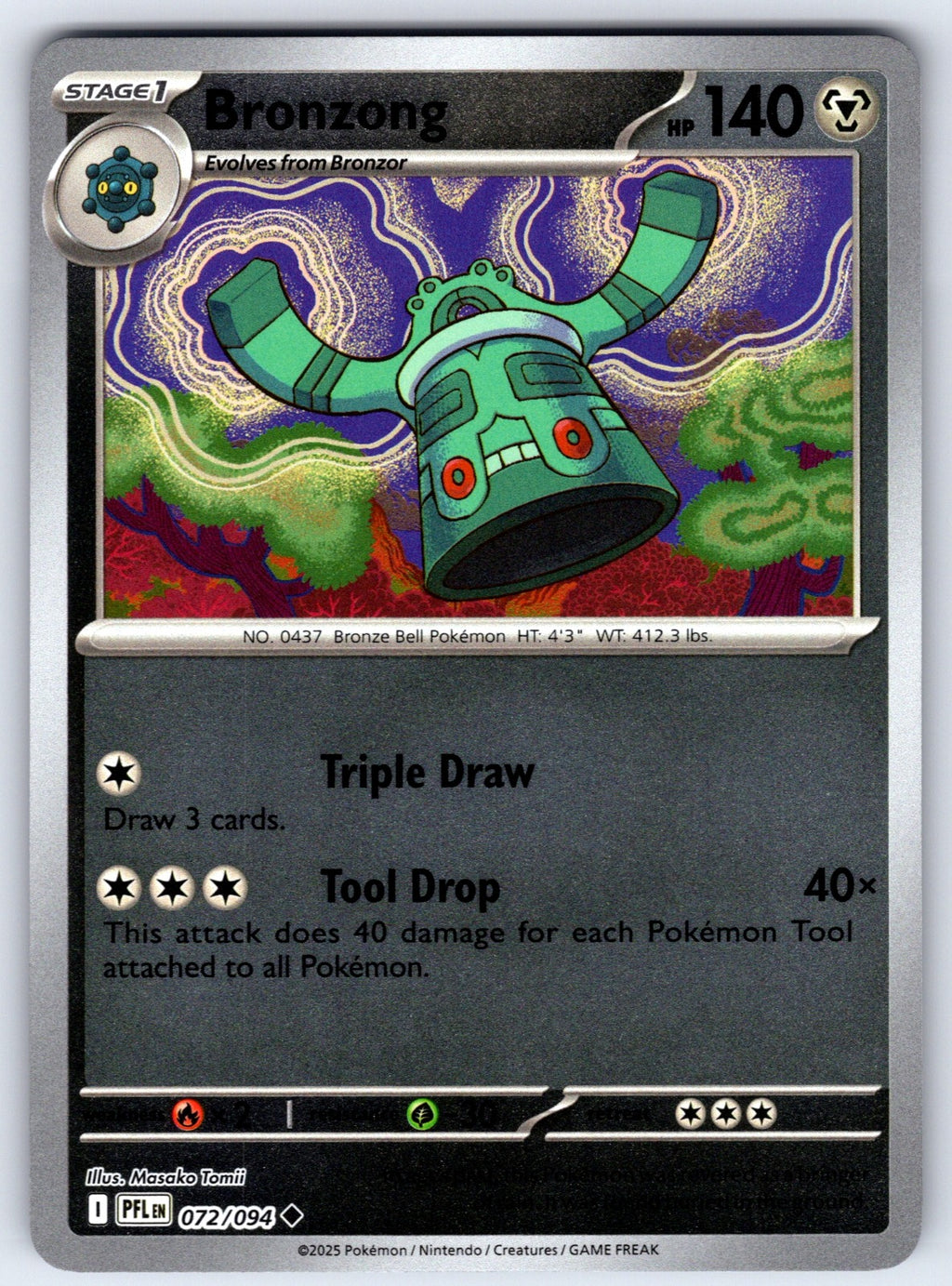 Bronzong Reverse Holo Uncommon ME02: Phantasmal Flames 072/094 NM 2025