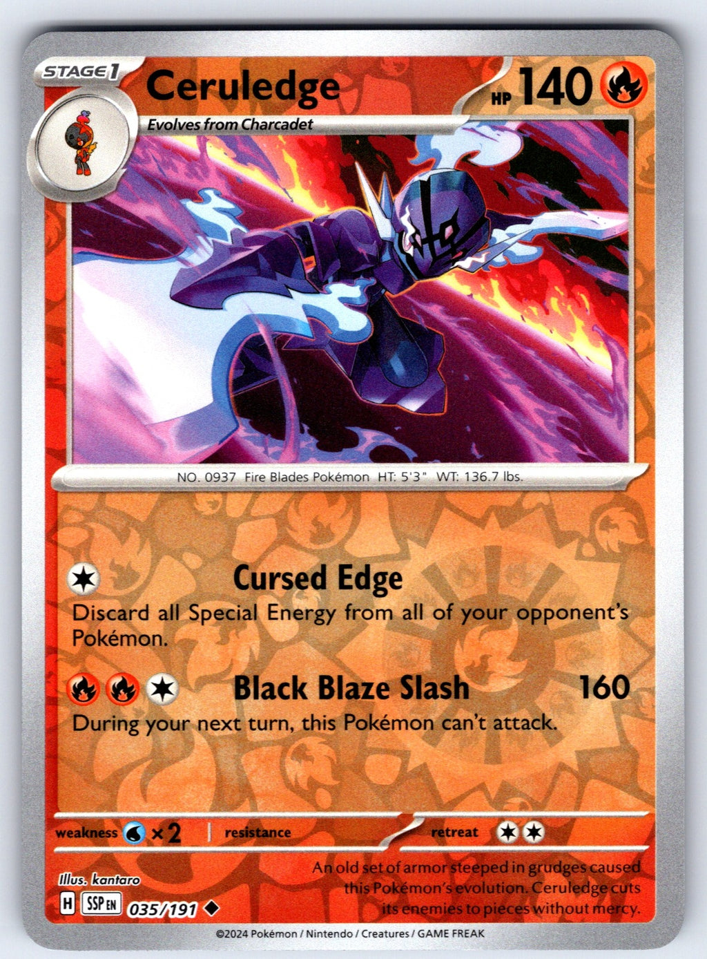 Ceruledge Reverse Holo Uncommon SV08: Surging Sparks 035/191 NM 2024