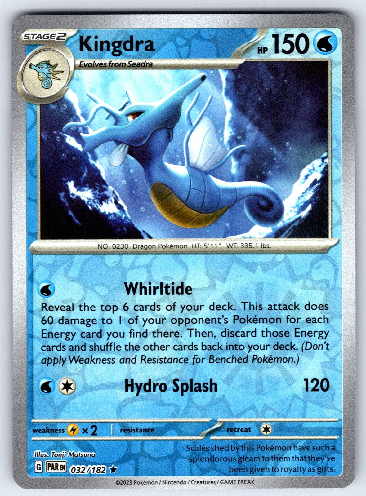 Kingdra Reverse Holo Rare SV04: Paradox Rift 032/182 NM 2023