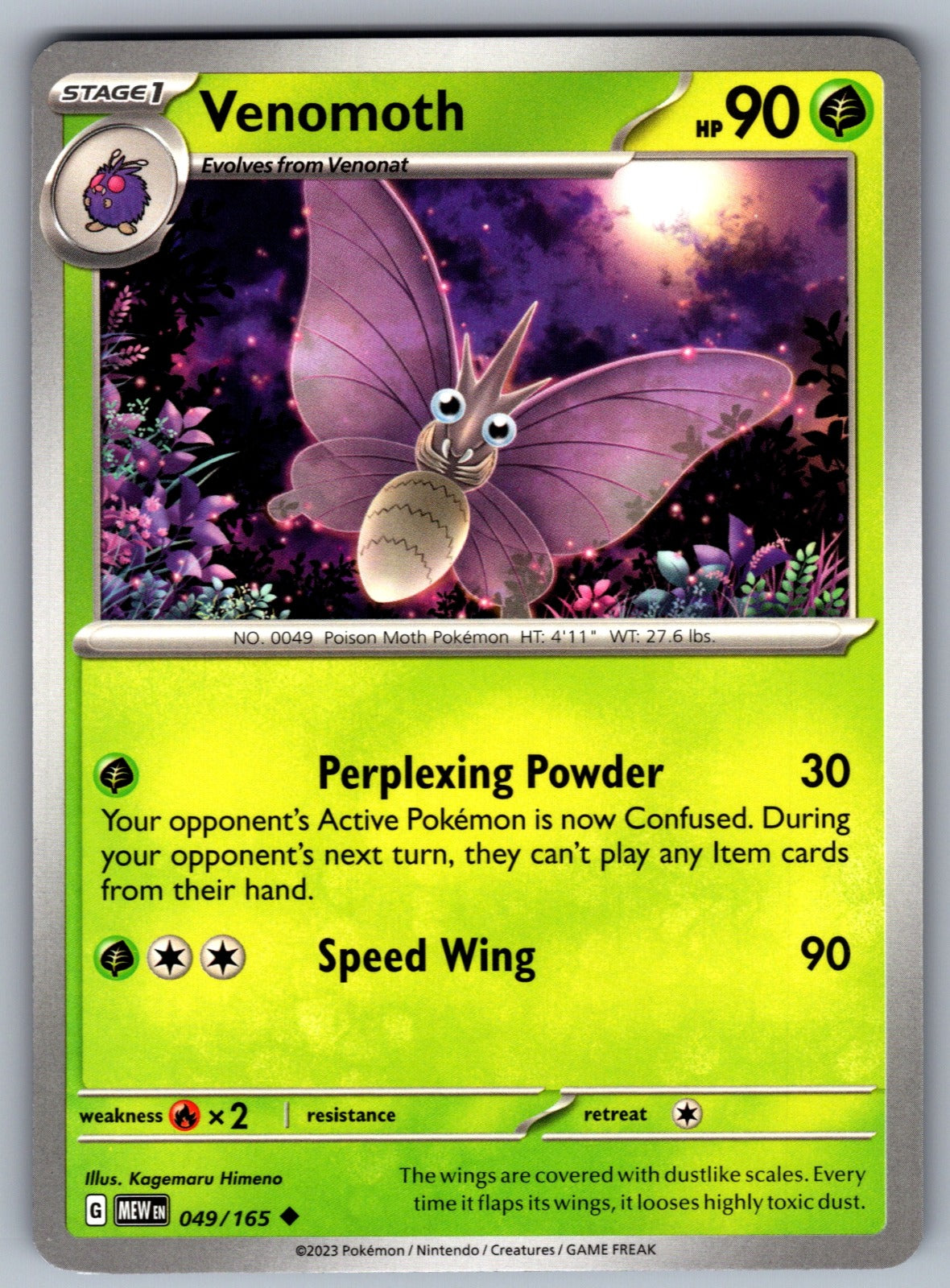 Venomoth Uncommon SV: Scarlet & Violet 151 049/165 NM 2023