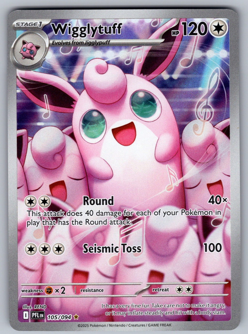 Wigglytuff Holo Illustration Rare ME02: Phantasmal Flames 105/094 NM 2025