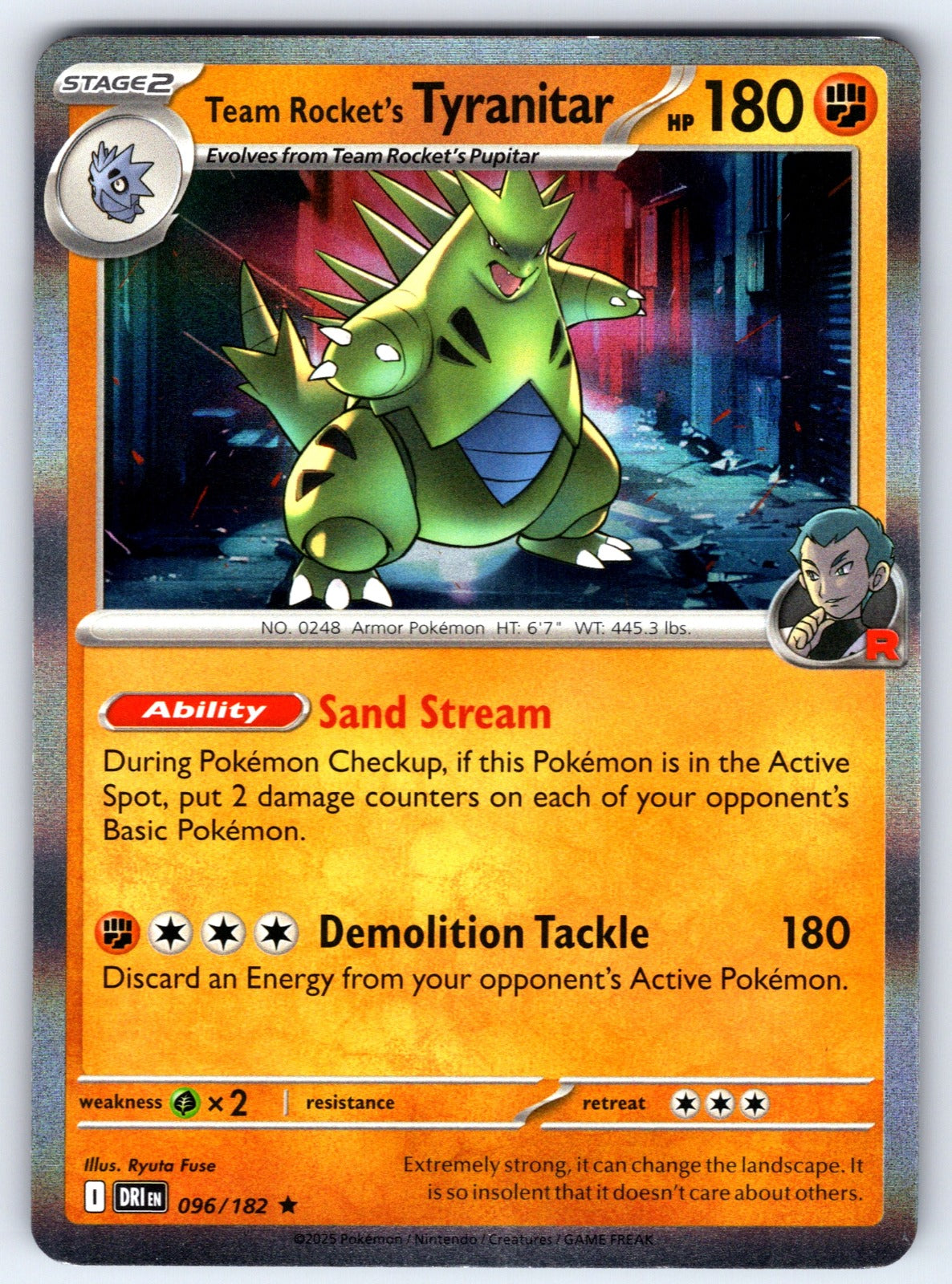 Team Rocket's Tyranitar Holo Rare SV10: Destined Rivals 096/182 NM 2025