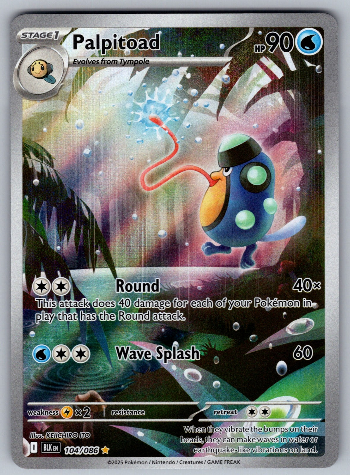 Palpitoad Holo Illustration Rare SV: Black Bolt 104/086 NM 2025