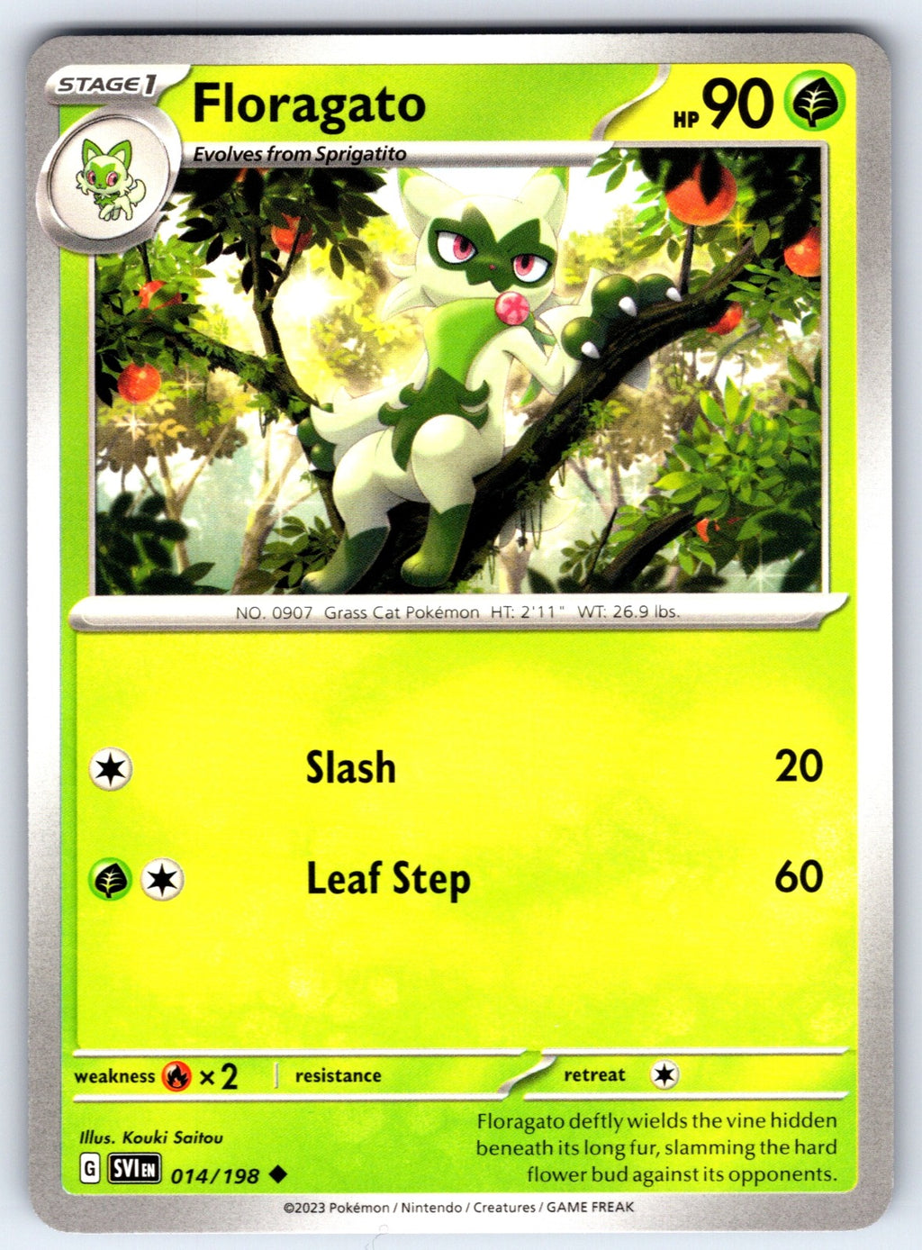 Floragato Uncommon SV01: Scarlet & Violet Base Set 014/198 NM 2023
