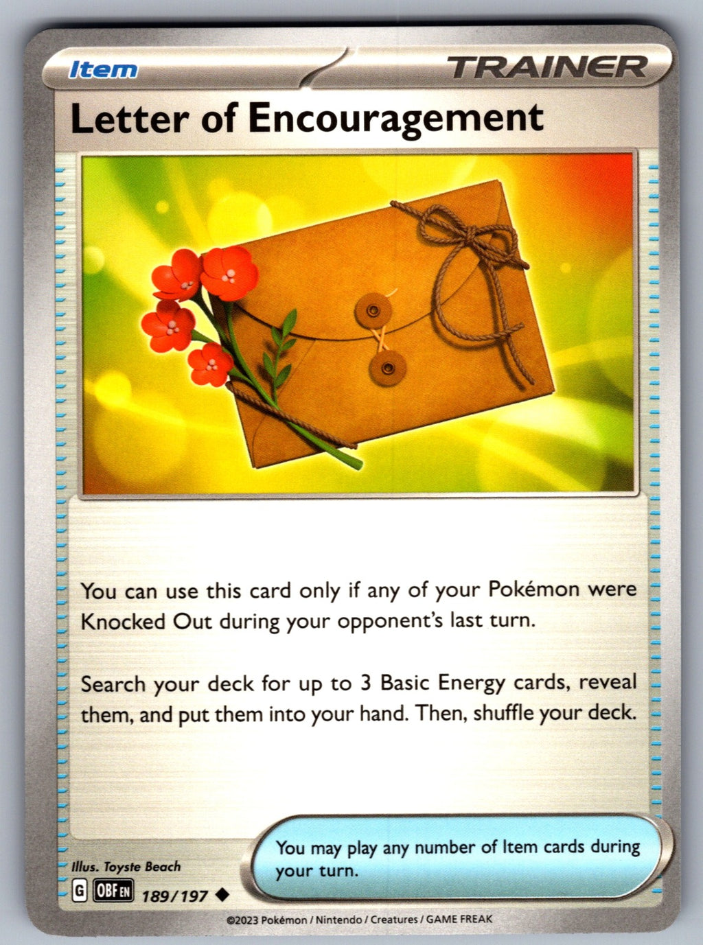 Letter of Encouragement Uncommon SV03: Obsidian Flames 189/197 NM 2023