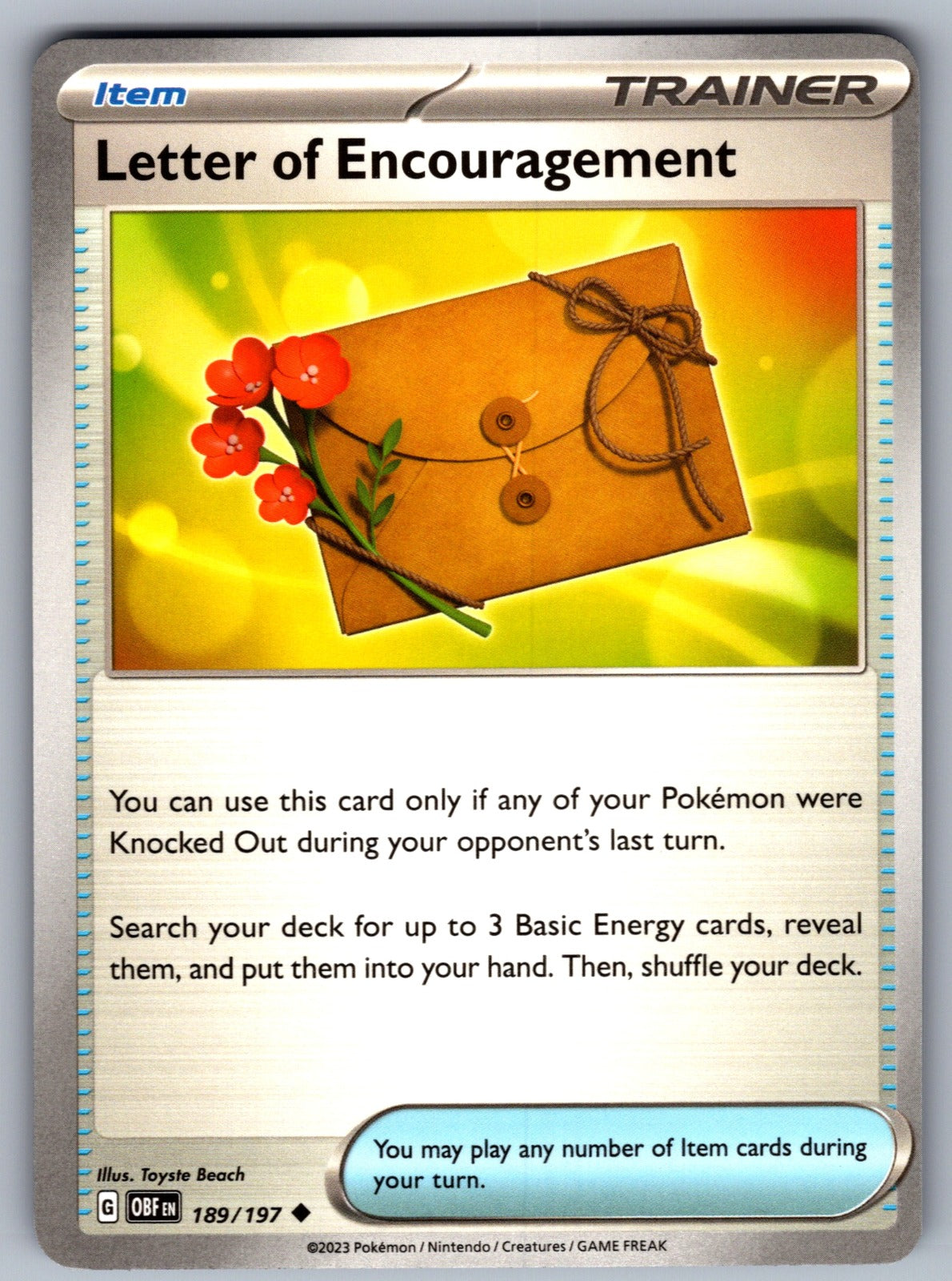Letter of Encouragement Uncommon SV03: Obsidian Flames 189/197 NM 2023