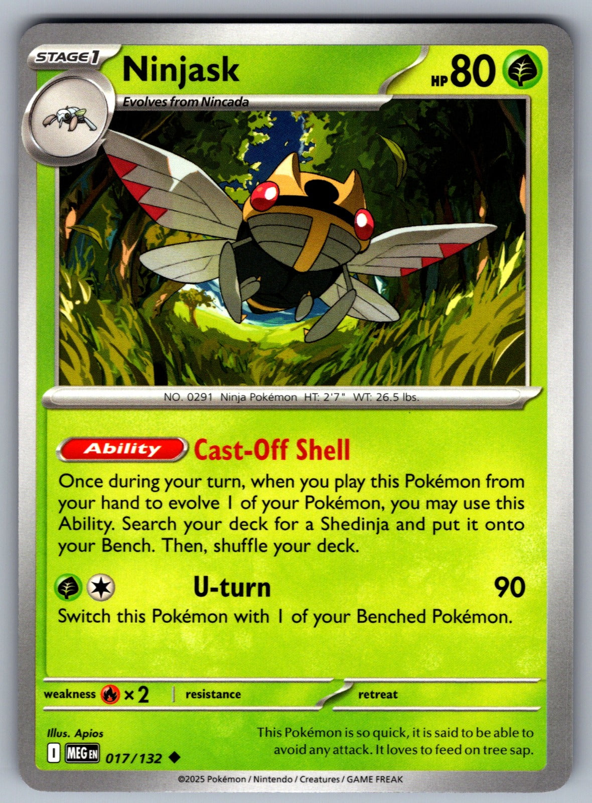 Ninjask Uncommon ME01: Mega Evolution 017/132 NM 2025
