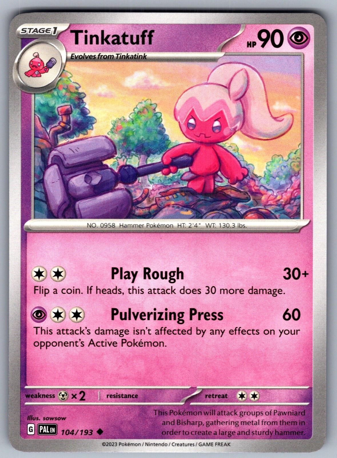 Tinkatuff Uncommon SV02: Paldea Evolved 104/193 NM 2023