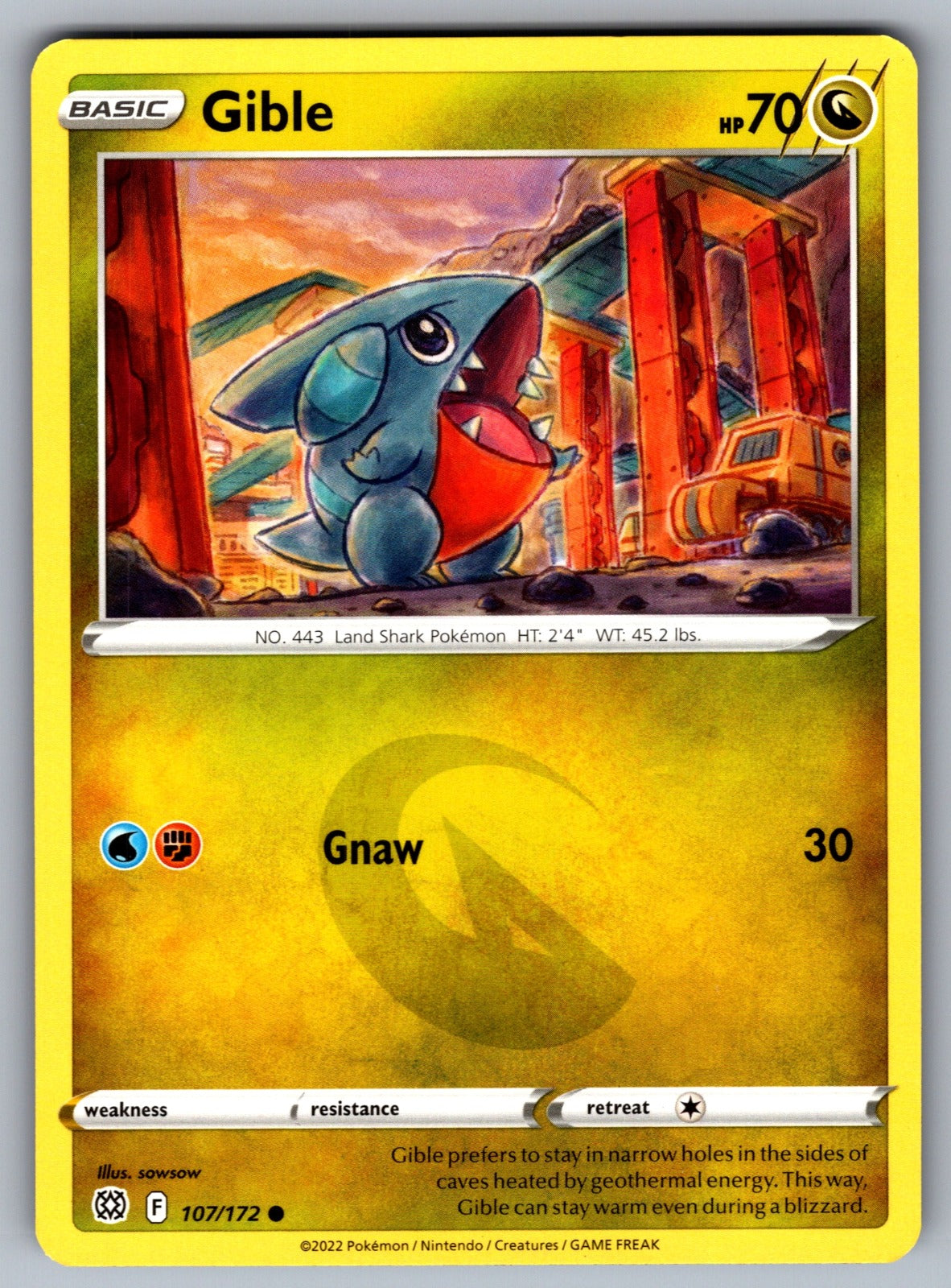 Gible Common SWSH09: Brilliant Stars 107/172 NM 2022