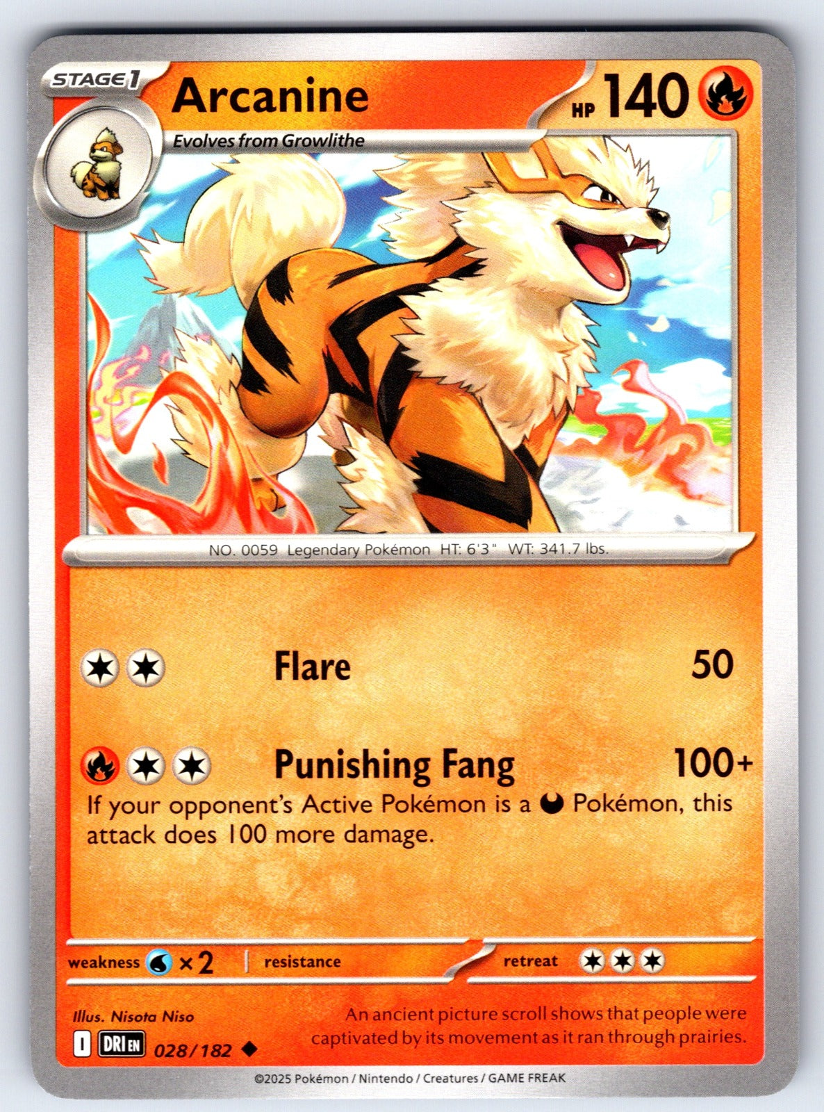 Arcanine Uncommon SV10: Destined Rivals 028/182 NM 2025