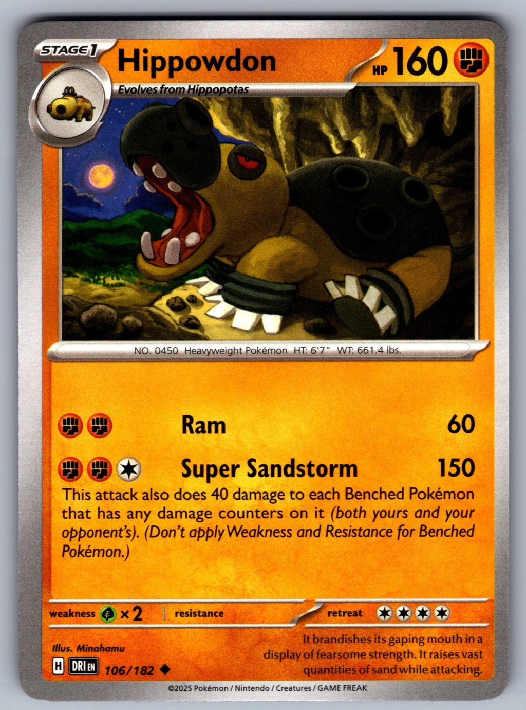 Hippowdon Uncommon SV10: Destined Rivals 106/182 NM 2025