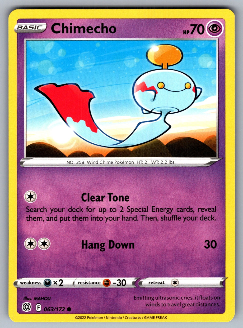 Chimecho Common SWSH09: Brilliant Stars 063/172 NM 2022