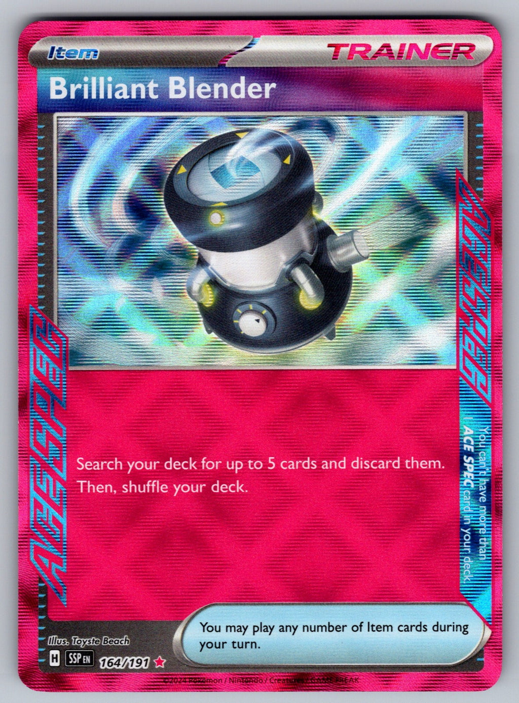 Brilliant Blender Holo ACE SPEC Rare SV08: Surging Sparks 164/191 NM 2024