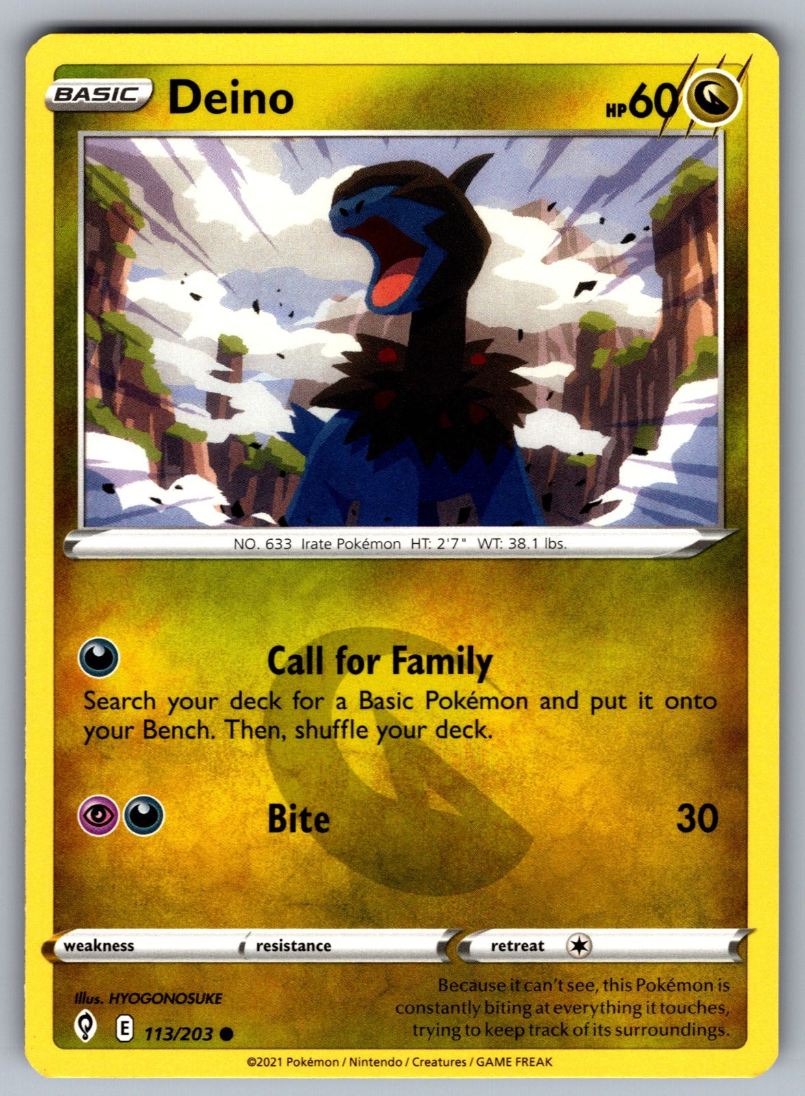 Deino Common SWSH07: Evolving Skies 113/203 NM 2021