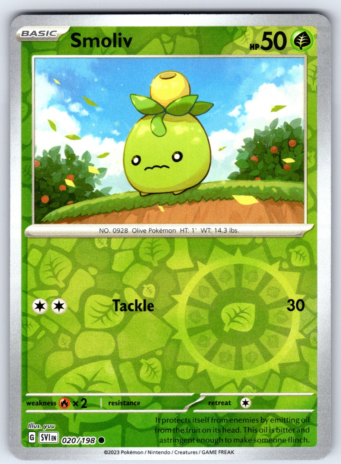 Smoliv Reverse Holo Common SV01: Scarlet & Violet Base Set 020/198 NM 2023