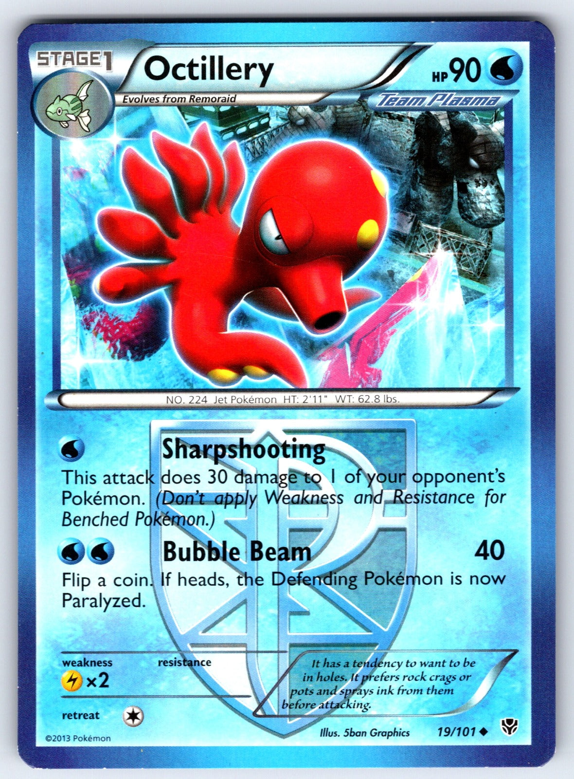Octillery (Team Plasma) Uncommon Plasma Blast 19/101 LP 2013