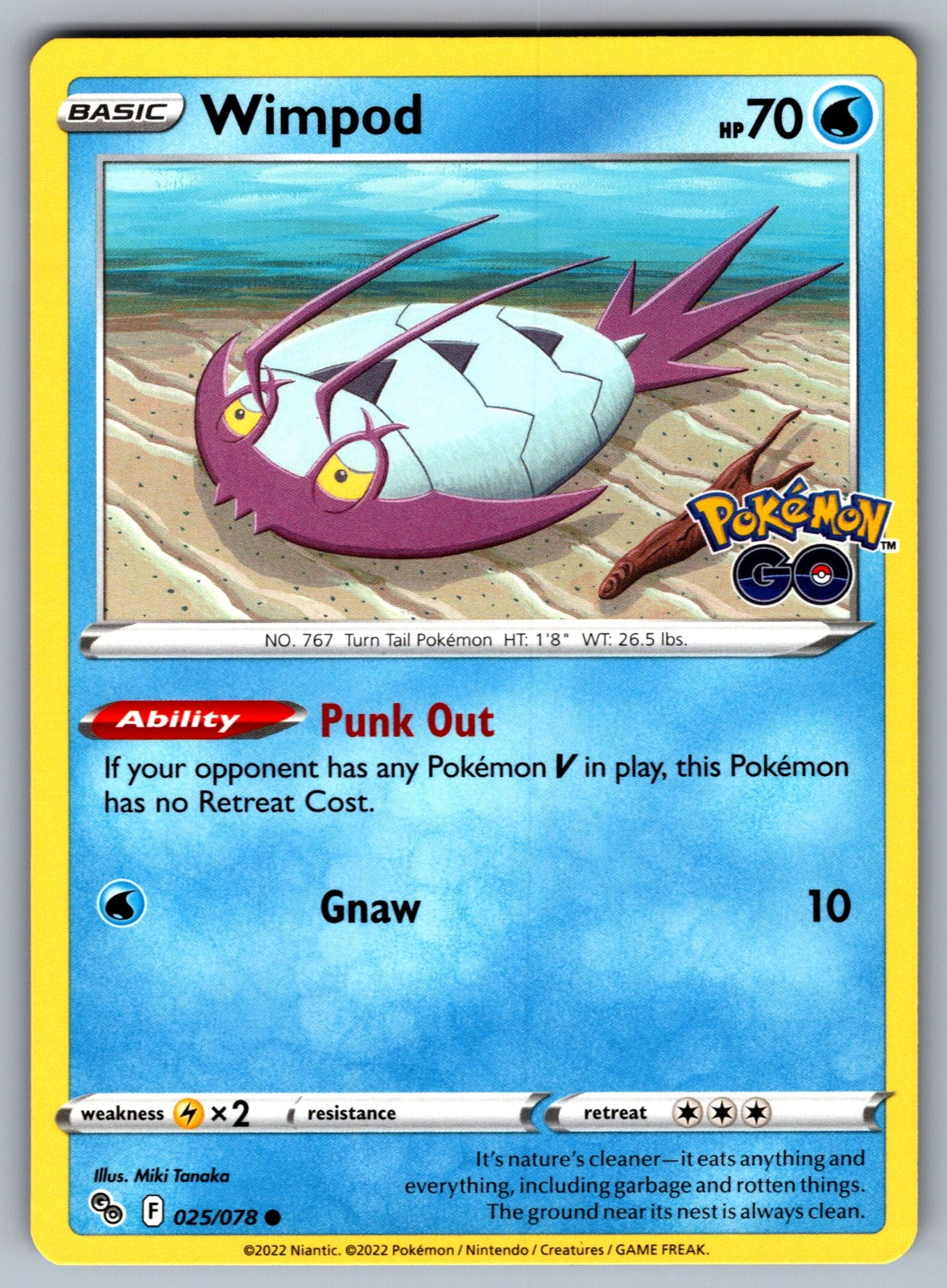 Wimpod Common Pokemon GO 025/078 NM 2022