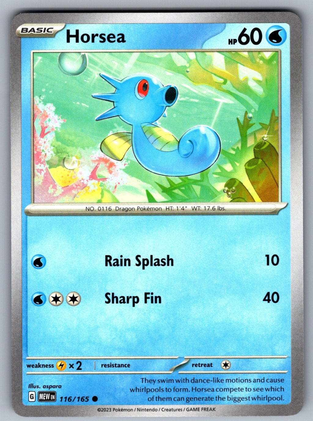Horsea Common SV: Scarlet & Violet 151 116/165 NM 2023