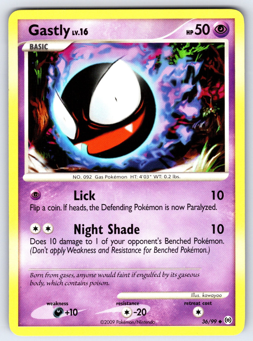 Gastly (36) Uncommon Arceus 36/99 LP 2009