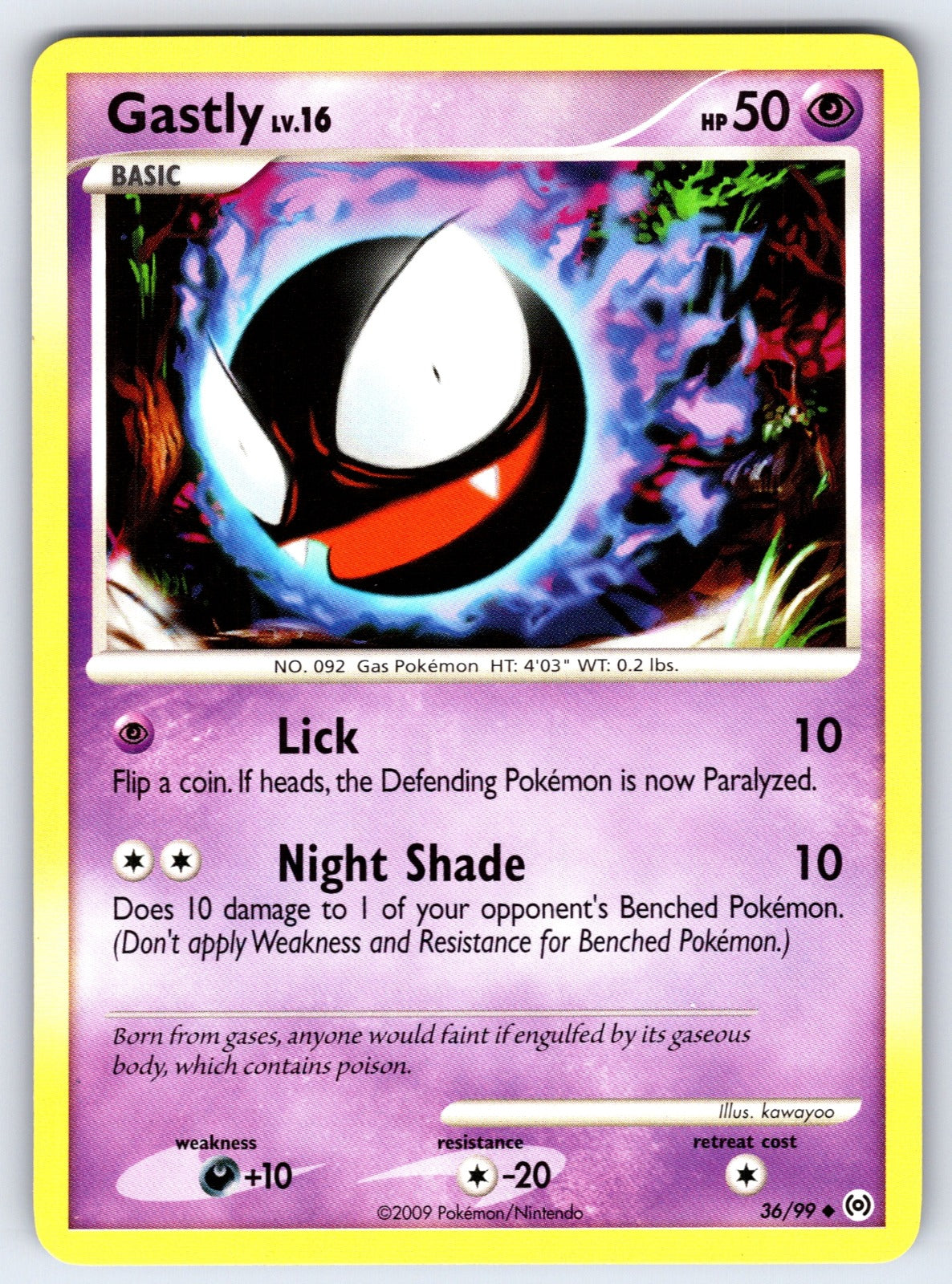 Gastly (36) Uncommon Arceus 36/99 LP 2009