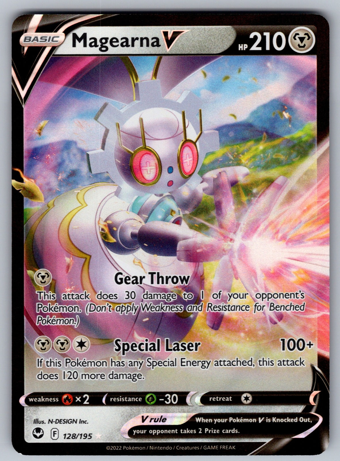 Magearna V Holo Ultra Rare SWSH12: Silver Tempest 128/195 NM 2022
