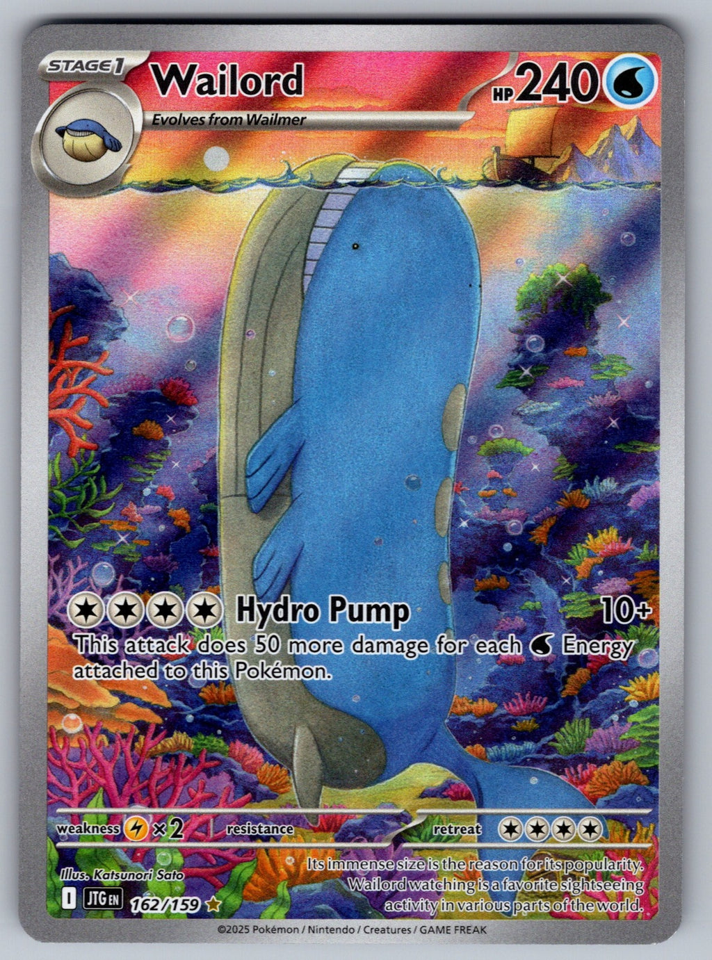 Wailord Holo Illustration Rare SV09: Journey Together 162/159 NM 2025