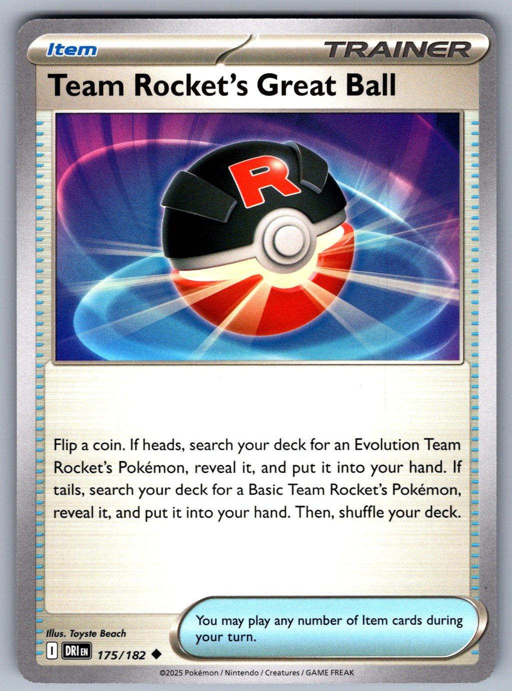 Team Rocket's Great Ball Uncommon SV10: Destined Rivals 175/182 NM 2025