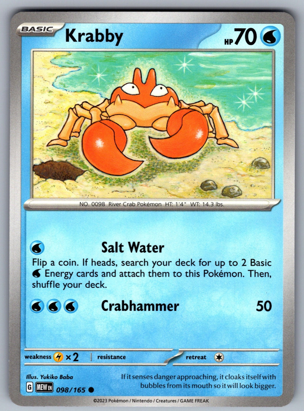 Krabby Common SV: Scarlet & Violet 151 098/165 NM 2023