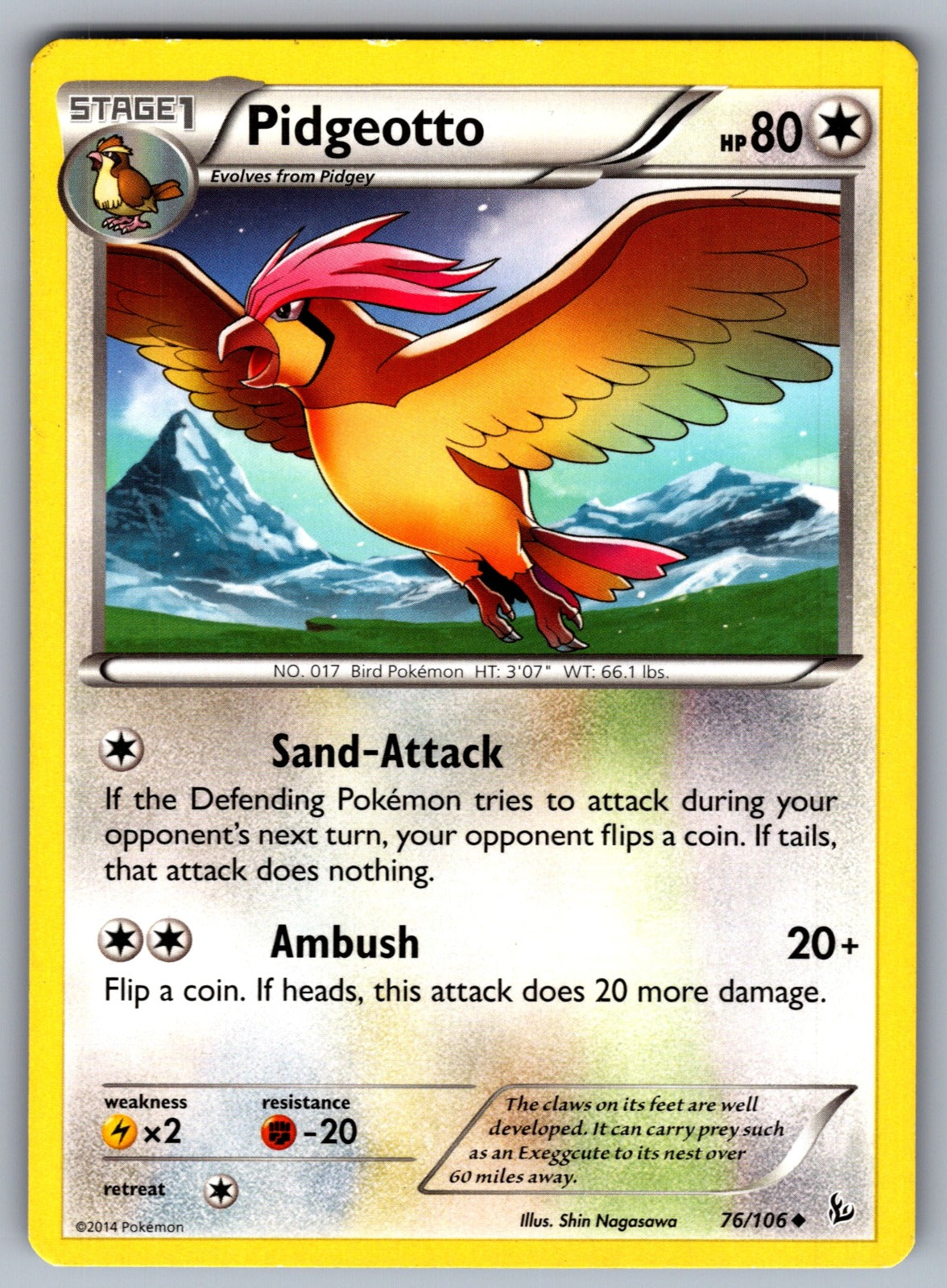 Pidgeotto Uncommon XY - Flashfire 76/106 LP 2014
