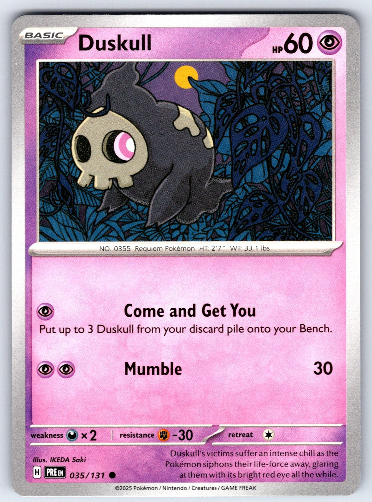 Duskull Common SV: Prismatic Evolutions 035/131 NM 2025