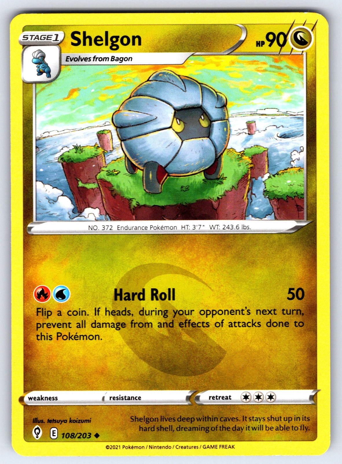 Shelgon Uncommon SWSH07: Evolving Skies 108/203 NM 2021