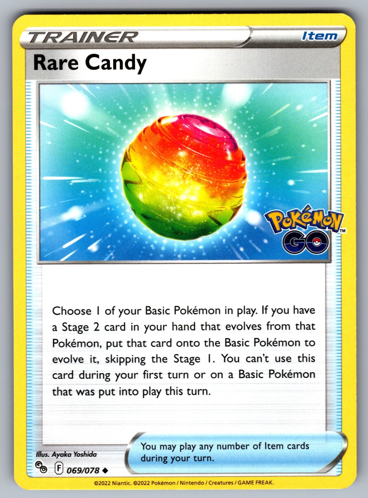 Rare Candy Uncommon Pokemon GO 069/078 NM 2022