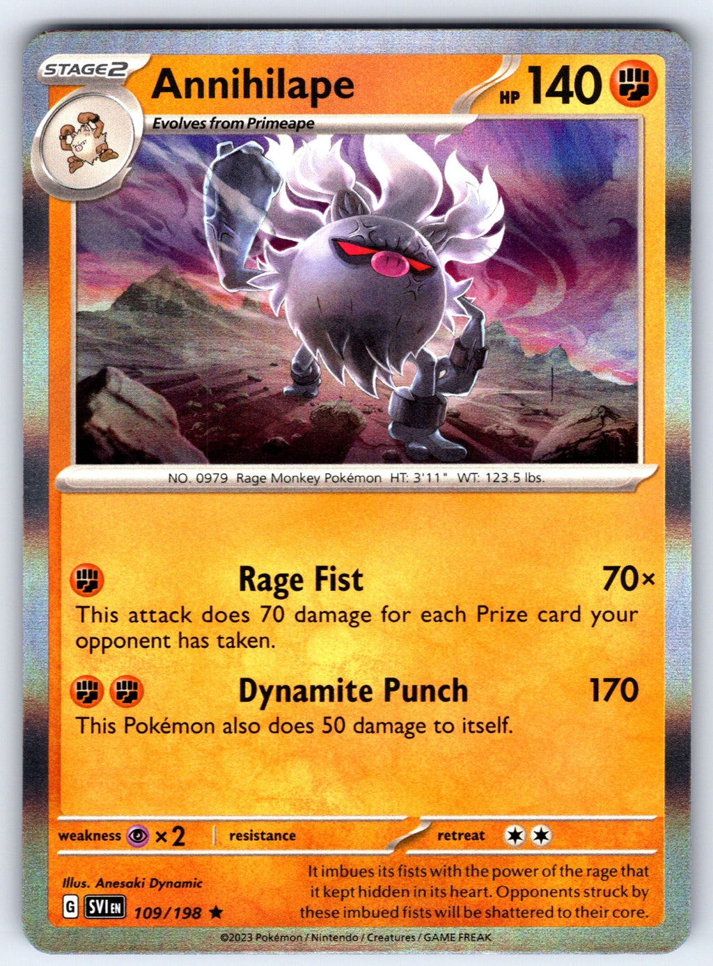 Annihilape Holo Rare SV01: Scarlet & Violet Base Set 109/198 NM 2023