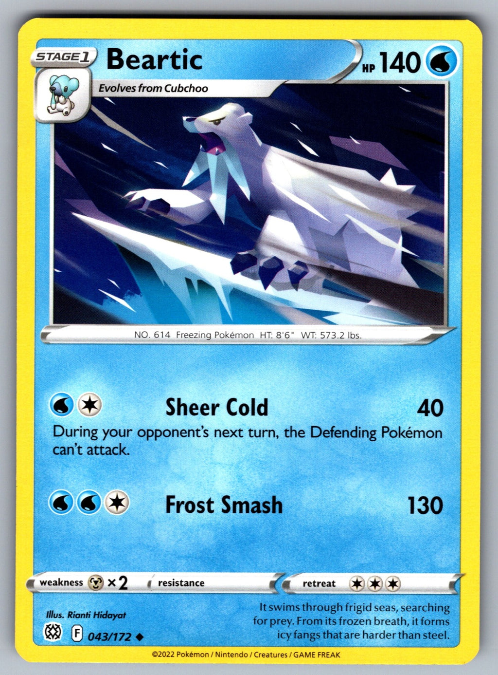 Beartic Uncommon SWSH09: Brilliant Stars 043/172 NM 2022