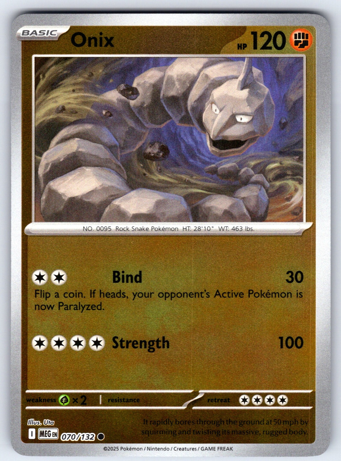 Onix Reverse Holo Common ME01: Mega Evolution 070/132 NM 2025