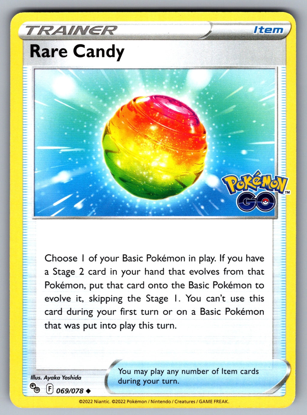 Rare Candy Uncommon Pokemon GO 069/078 NM 2022