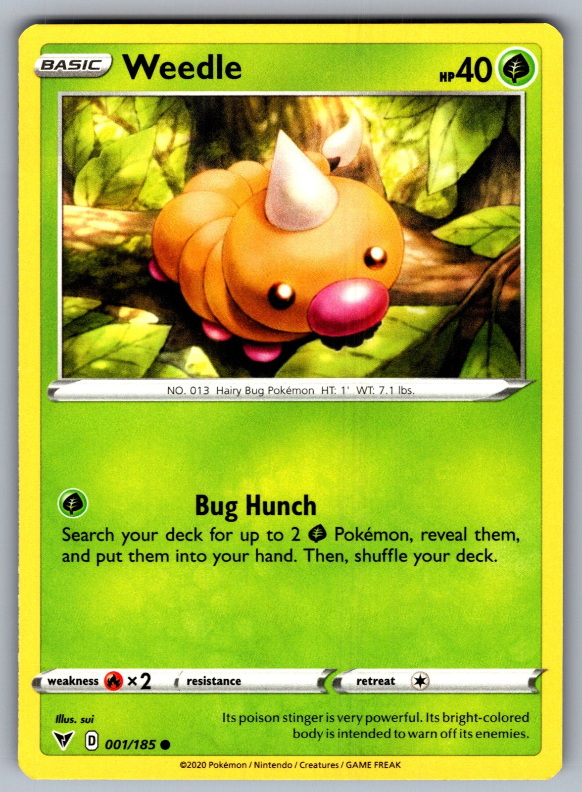 Weedle Common SWSH04: Vivid Voltage 001/185 NM 2020