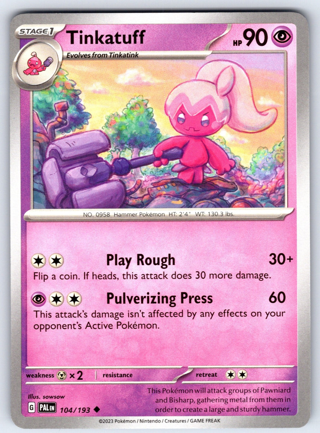 Tinkatuff Uncommon SV02: Paldea Evolved 104/193 LP 2023