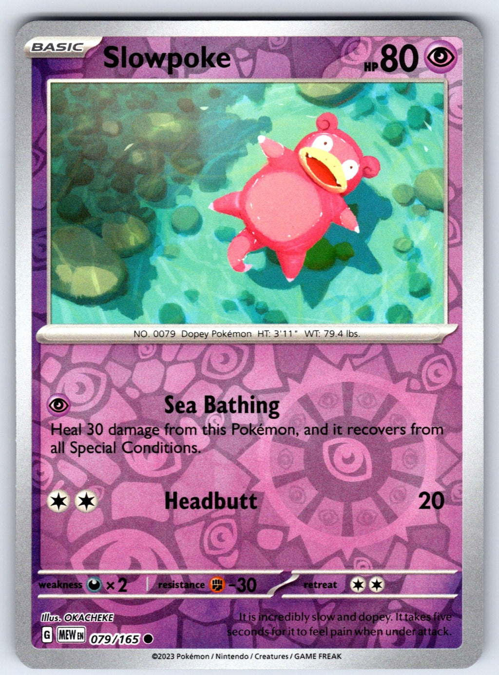 Slowpoke Reverse Holo Common SV: Scarlet & Violet 151 079/165 NM 2023