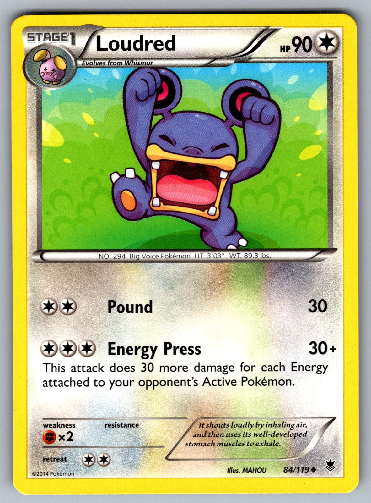 Loudred Uncommon XY - Phantom Forces 84/119 LP 2014