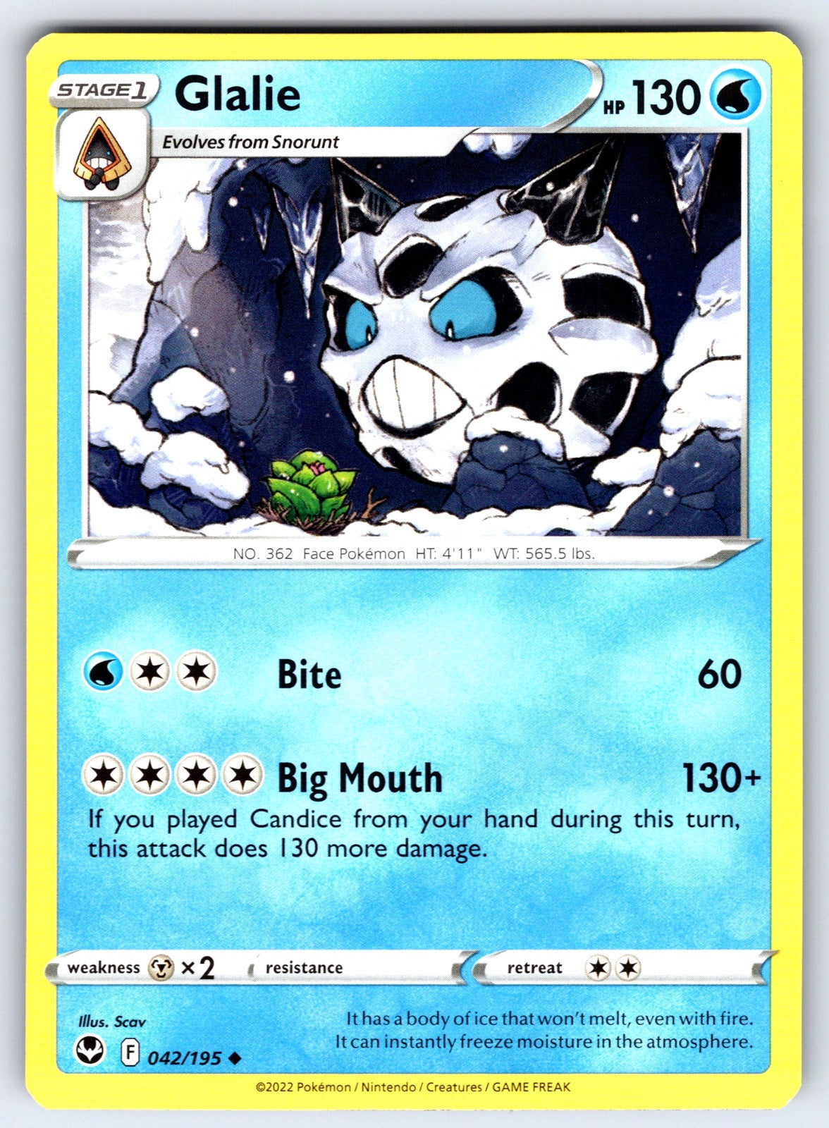 Glalie Uncommon SWSH12: Silver Tempest 042/195 LP 2022