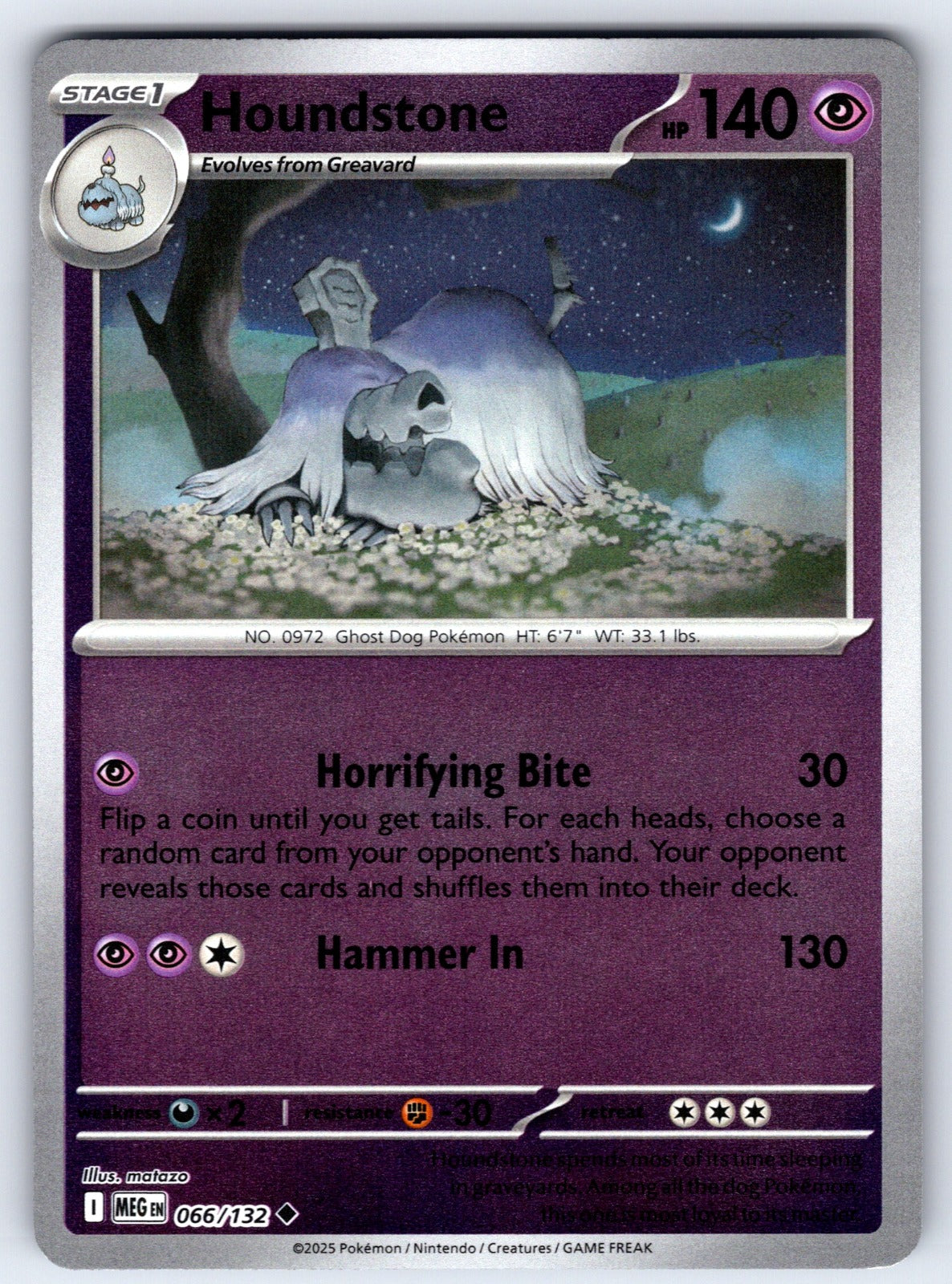 Houndstone Reverse Holo Uncommon ME01: Mega Evolution 066/132 NM 2025