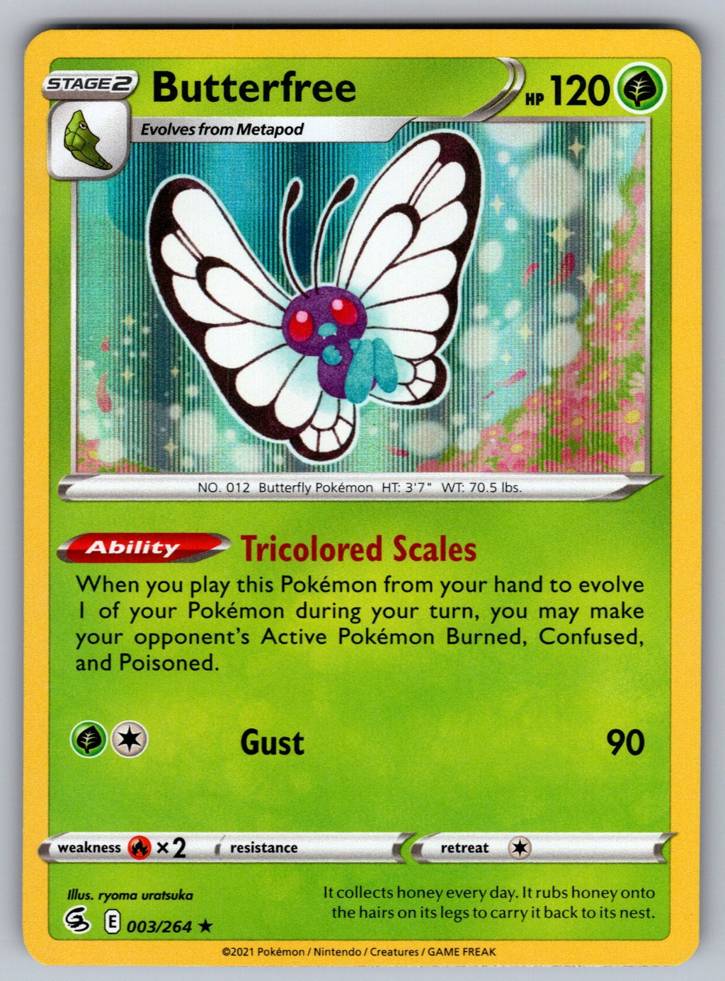 Butterfree Holo Rare SWSH08: Fusion Strike 003/264 NM 2021