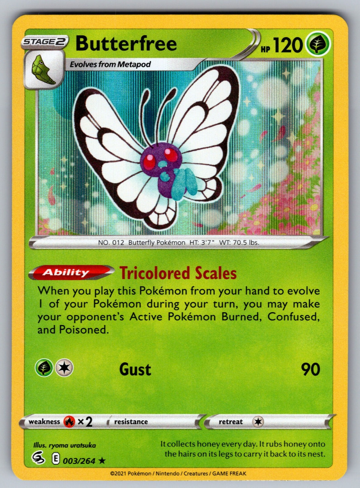 Butterfree Holo Rare SWSH08: Fusion Strike 003/264 NM 2021