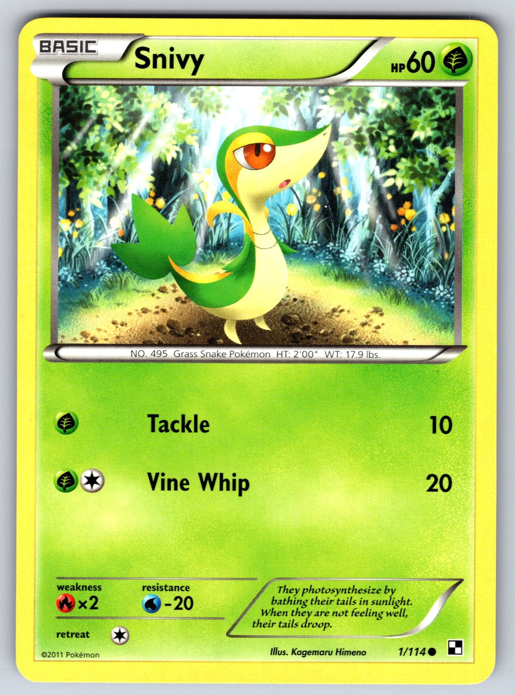 Snivy (1) Common Black and White 1/114 LP 2011
