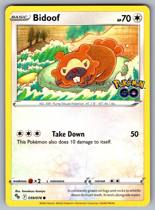 Bidoof Common Pokemon GO 059/078 NM 2022