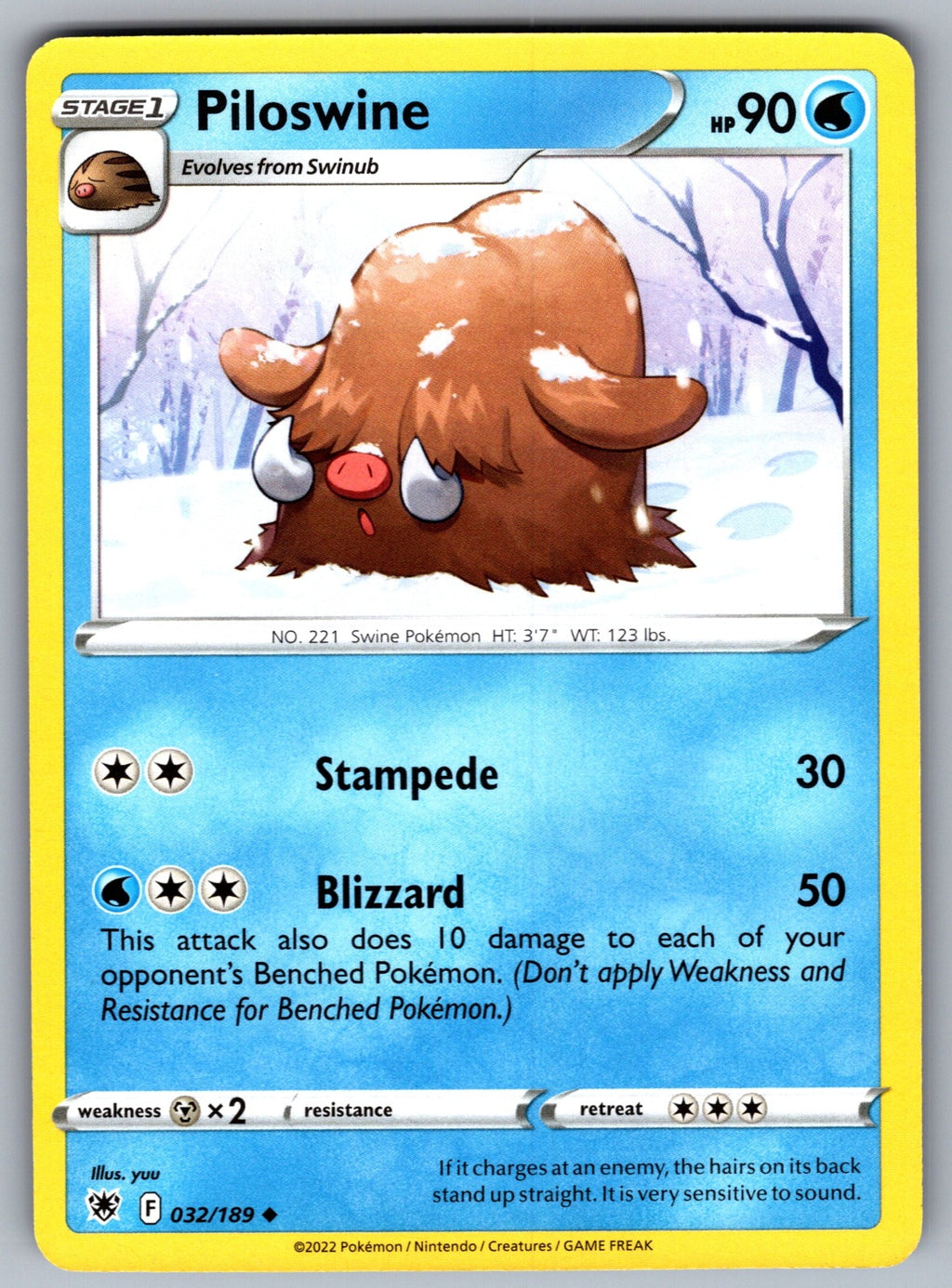 Piloswine Uncommon SWSH10: Astral Radiance 032/189 NM 2022