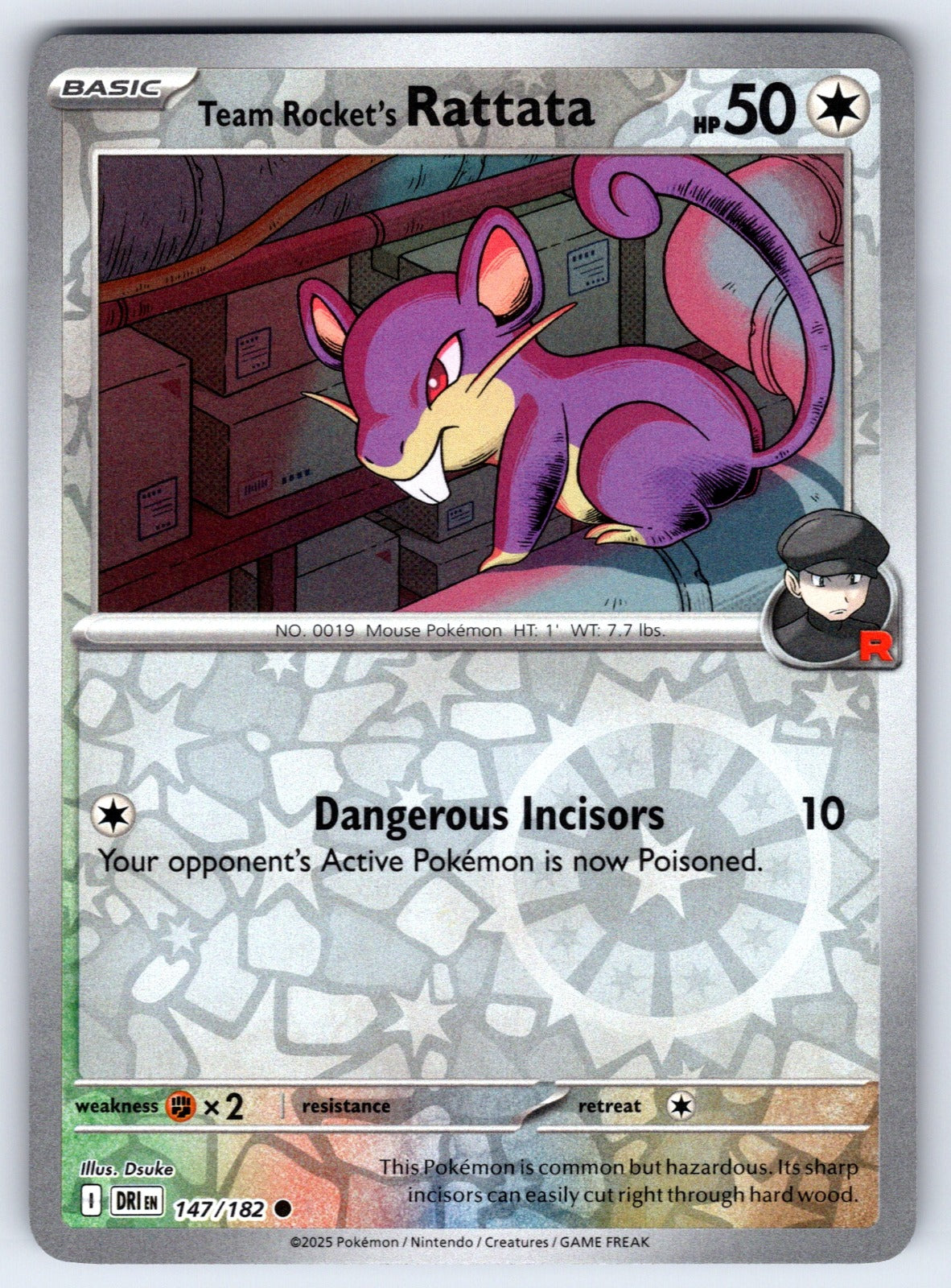Team Rocket's Rattata Reverse Holo Common SV10: Destined Rivals 147/182 NM 2025