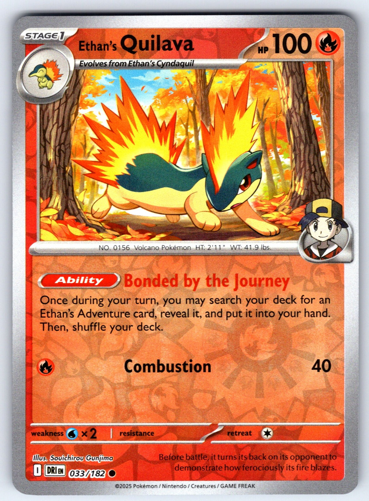 Ethan's Quilava Reverse Holo Common SV10: Destined Rivals 033/182 NM 2025